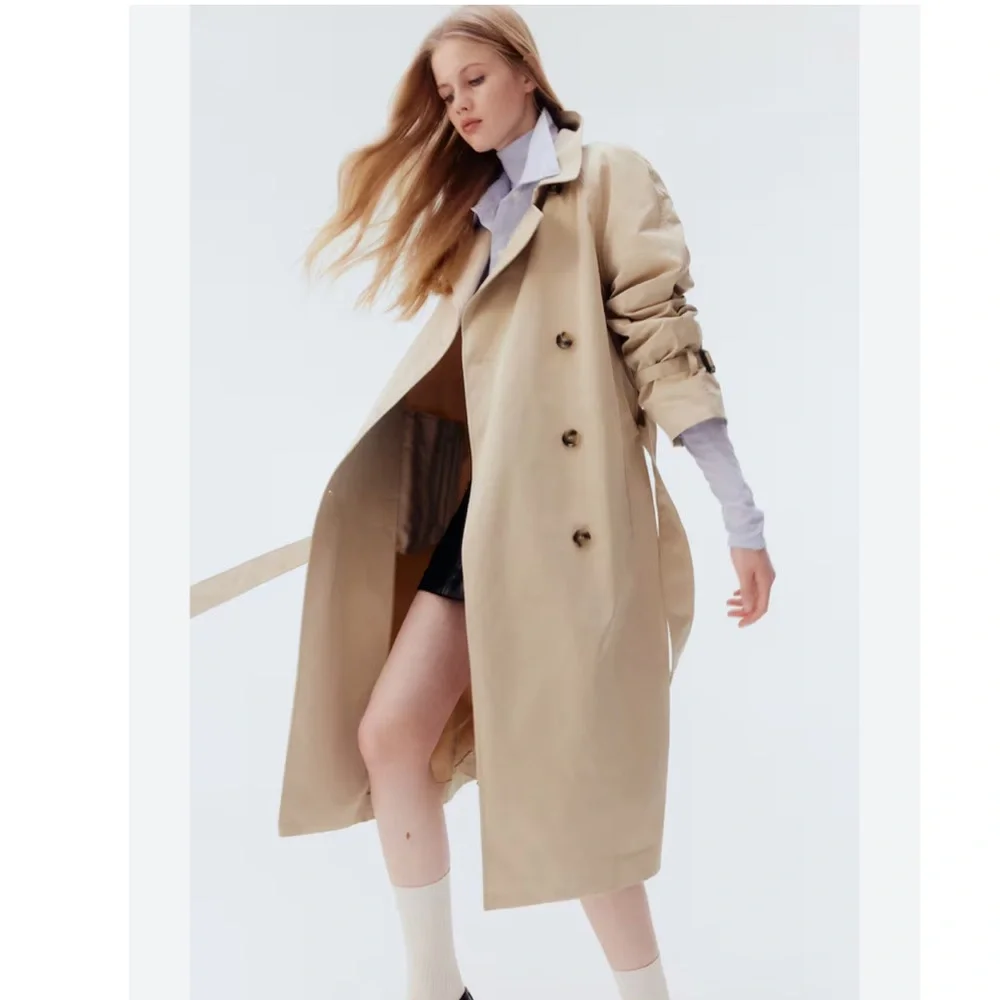 H&M Women’s Classic Trench Coat Peacoat Ceam Tan Beige Size 2 - Picture 9 of 9